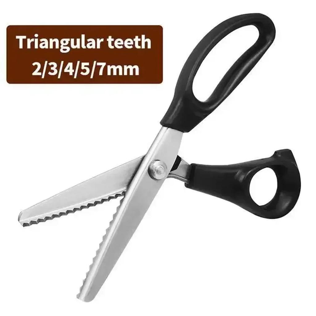 Stainless Steel Fabric Cloth Crafts Scissors, Triangle /Circle Arc Teeth Lace Dressmaking Zig Zag Cut Tailor's Sewing Shears