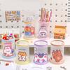 Folding Pen Holder Cute Cartoon Round Folding Pen Holder Student Office Desk Stationery Storage Box