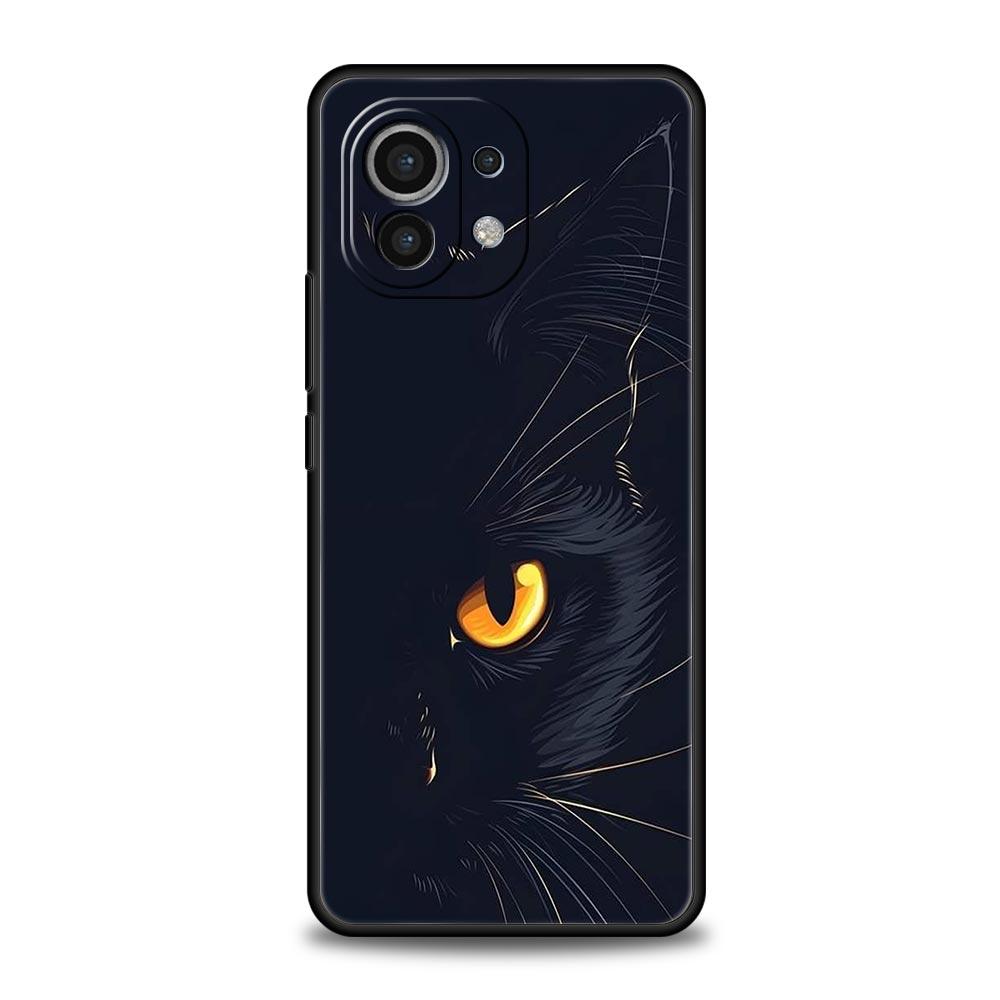 Phone Case For Xiaomi Mi 15 14 14T 13T 12T Pro 12 13 11 Lite 5G 11T X6 X5 Pro Soft TPU Cover Black Cat