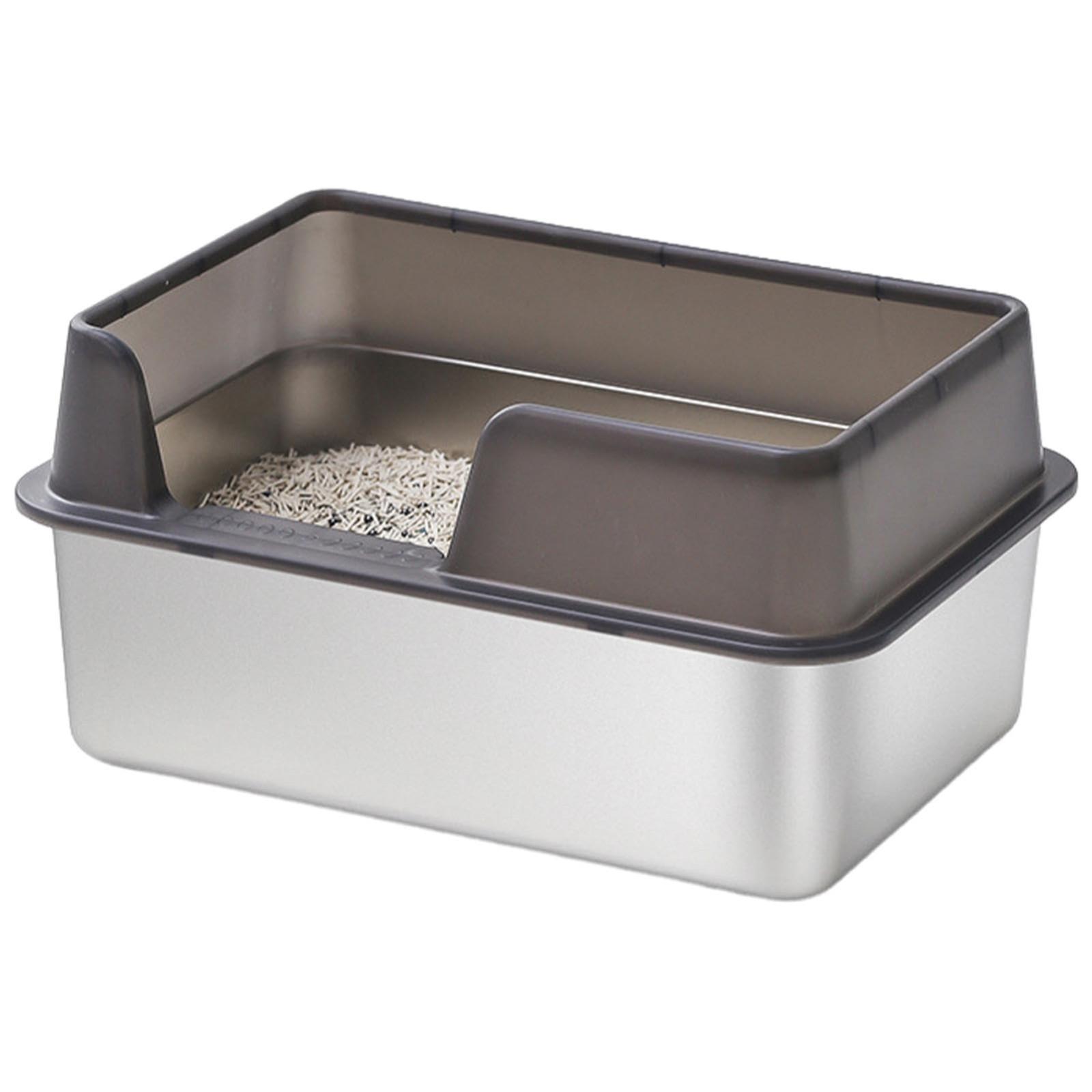 

Open Litter Tray With Rim, Stainless Steel Pet Litter Tray, Open Pet Litter Tray With High Rim, Jumb-o Bowl Tray Small Without Lid One Size