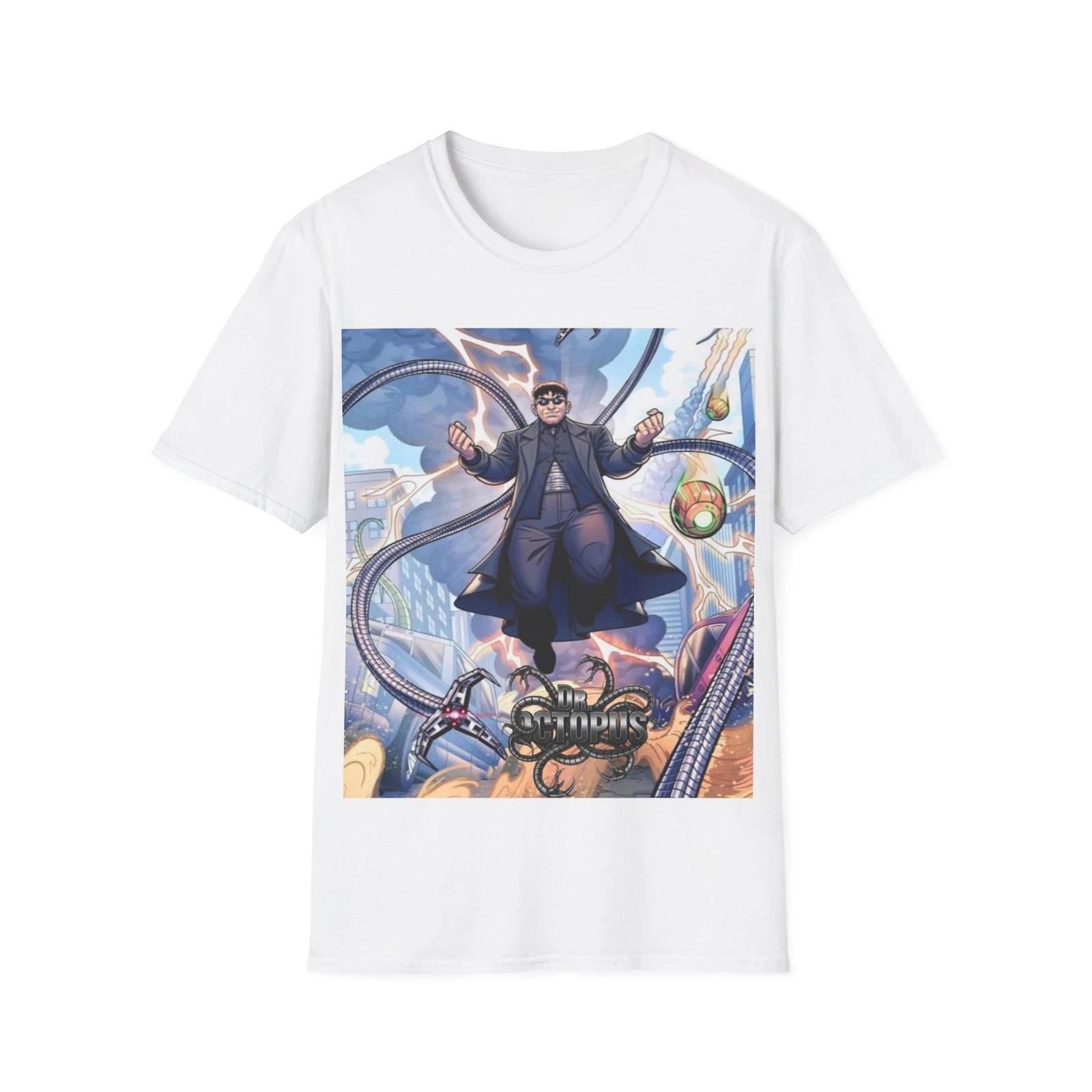 

Mechanical Arms Scientist TShirt Vintage SciFi Graphic Tee Men City Battle Scene Print Retro Comic Style Streetwear Clothing S