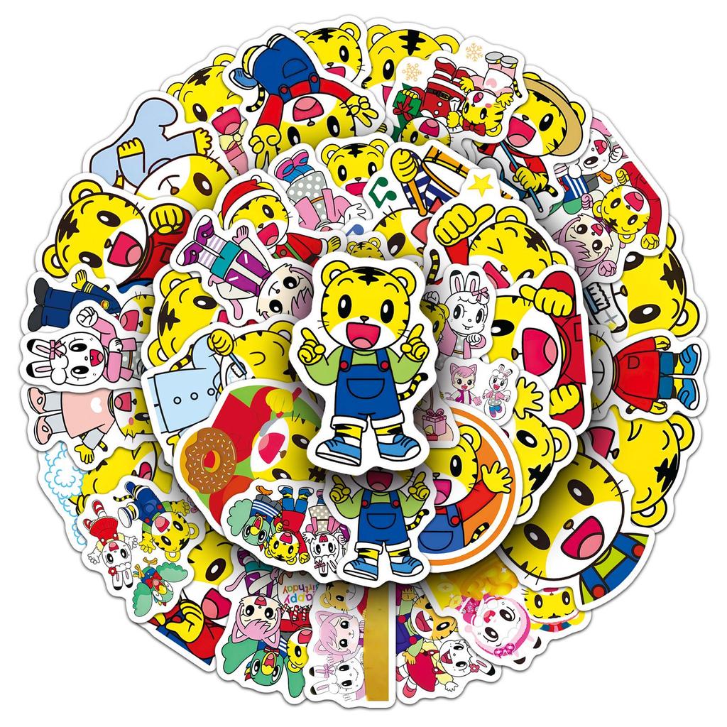 Qiaohu Cartoon Stickers: 50 Cute Waterproof Decorative Stickers for Storage Boxes, Helmets, Diaries, and Earphones.