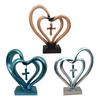 Enfeite de Mesa Base Estável Formato de Coração Figura de Resina Decoração de Mesa com Poema Sentimental São Precisos Três para o Casamento Presente de Aniversário de Casamento