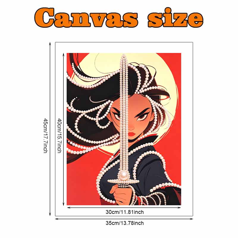 Disney Pearl Painting Mulan Red Sun Background Blend 5D DIY Pearl Picture Crafts for Adults/Beginners Gift Ideas Home Decor