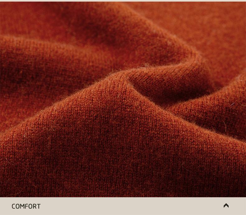 Men's Cashmere-Blend Thick Knit Sweater - Round Neck, Relaxed Fit, Faux Two-Piece, Casual Style