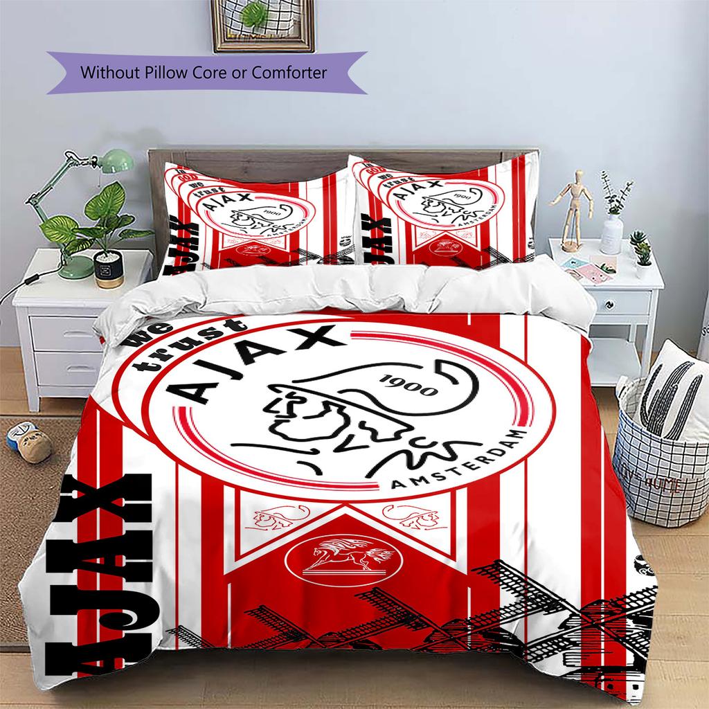 AFC Ajax Muster Bettwäscheset Bettbezug Kissenbezug Heimdeko Geschenk (1 Bettbezug + 2 Kissenbezüge, ohne Füllung)