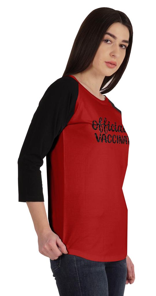 Inkmeso Officially Vaccinated Womens Funny Pro-Vaccine Tee Graphic T-shirt