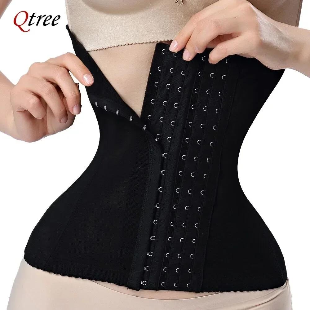 

Qtree Dress Slimming Waist Trainer Belt Shapewear Women Belly Cincher Body Shaper Fat Compression Strap Girdles Firm Hook Corset L чорний