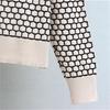 Autumn And Winter Checkered V Neck Knitted Cardigan Suit Women's Wide Leg Pants Two Piece Set