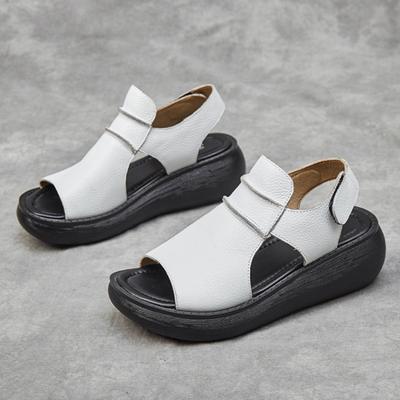 Vismond Schoenen Dames Strand Romeinse Sandalen Sleehak Casual Dames Schoenen Zomer Koeienhuid Verhoogd Platform Sandalen