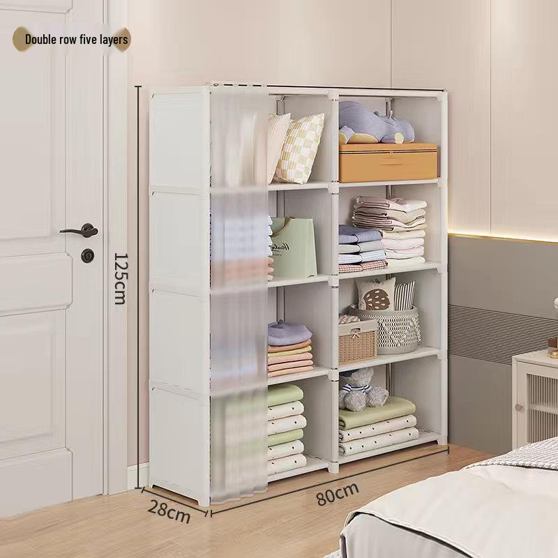 Xiyin Dustproof Wardrobe and Bookshelf Storage Cabinet Combination for Home Bedroom