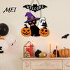 Pumpkin Wall Plaque Halloween Wooden Welcome Door Sign, Ghost Bat Hanging Decor Indoor Outdoor Decoration for Yard, Home Party Entrance Rustic