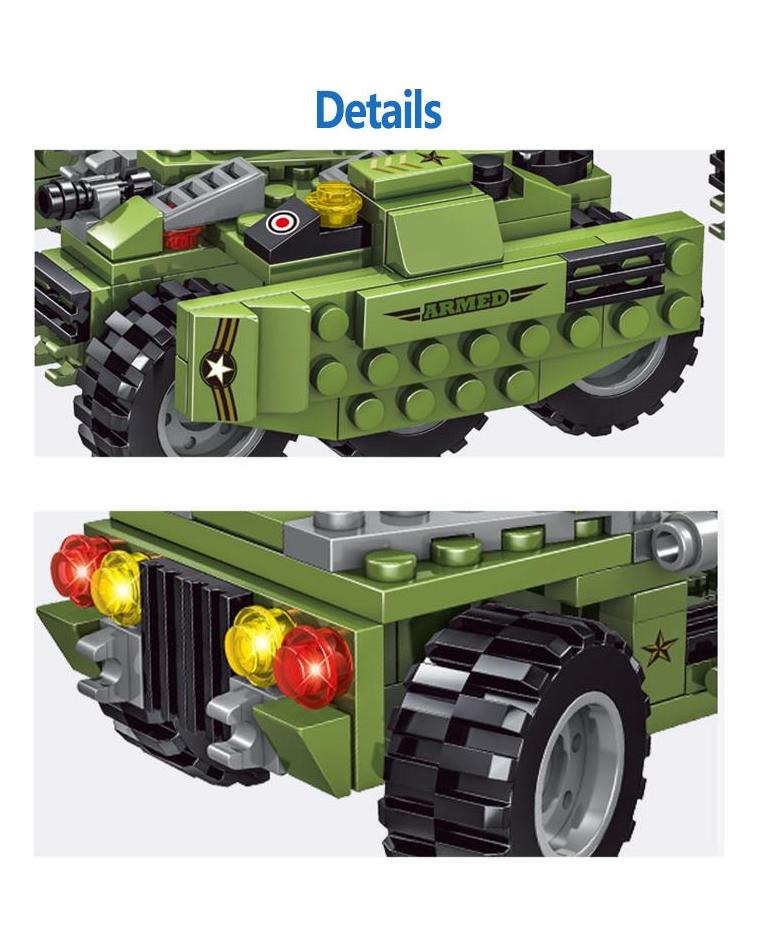 Domibro Military Building Blocks WW2 Tank Army Cihly Hračky pro kluky narozeninový dárek