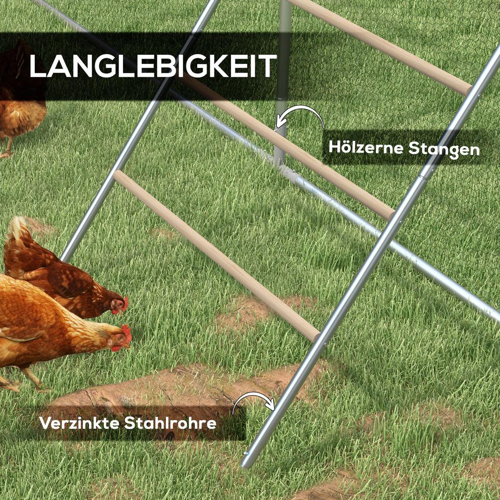 Chicken Perch for Coop, Wooden and Galvanised Steel Roosting Bar Jungle Gym, Chicken Roosting Ladder for Backyard Farm