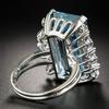 BELLA BOX Luxury Created  Blue Gemstone Rings Wedding Engagement Fine Jewelry New