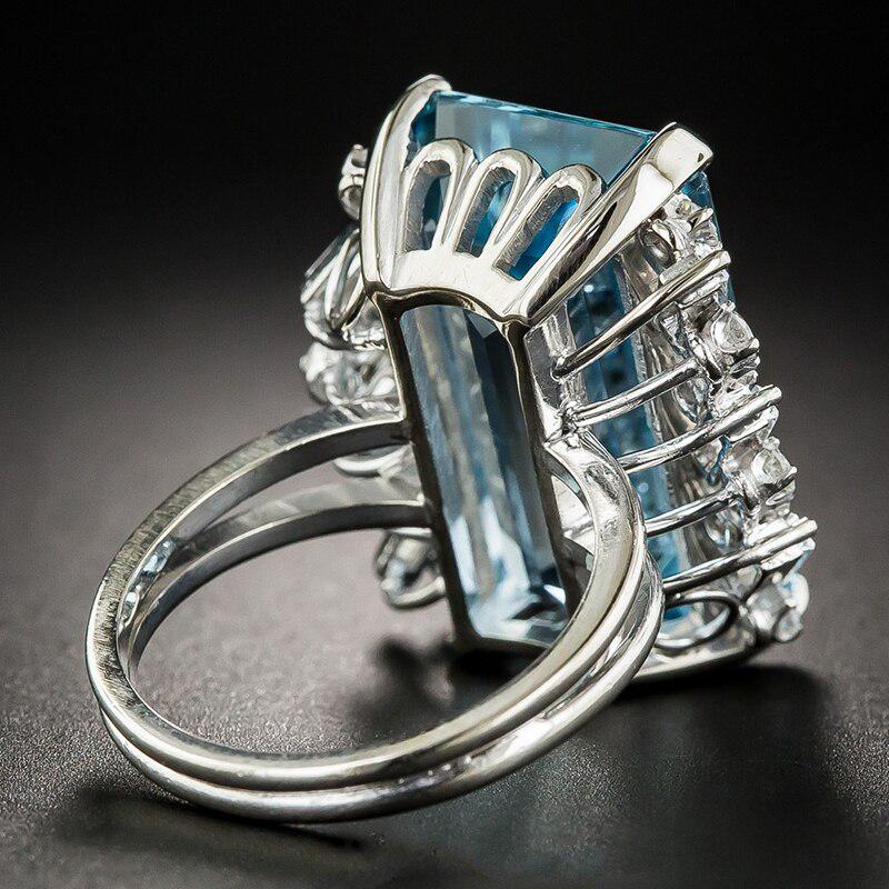 BELLA BOX Luxury Created  Blue Gemstone Rings Wedding Engagement Fine Jewelry New