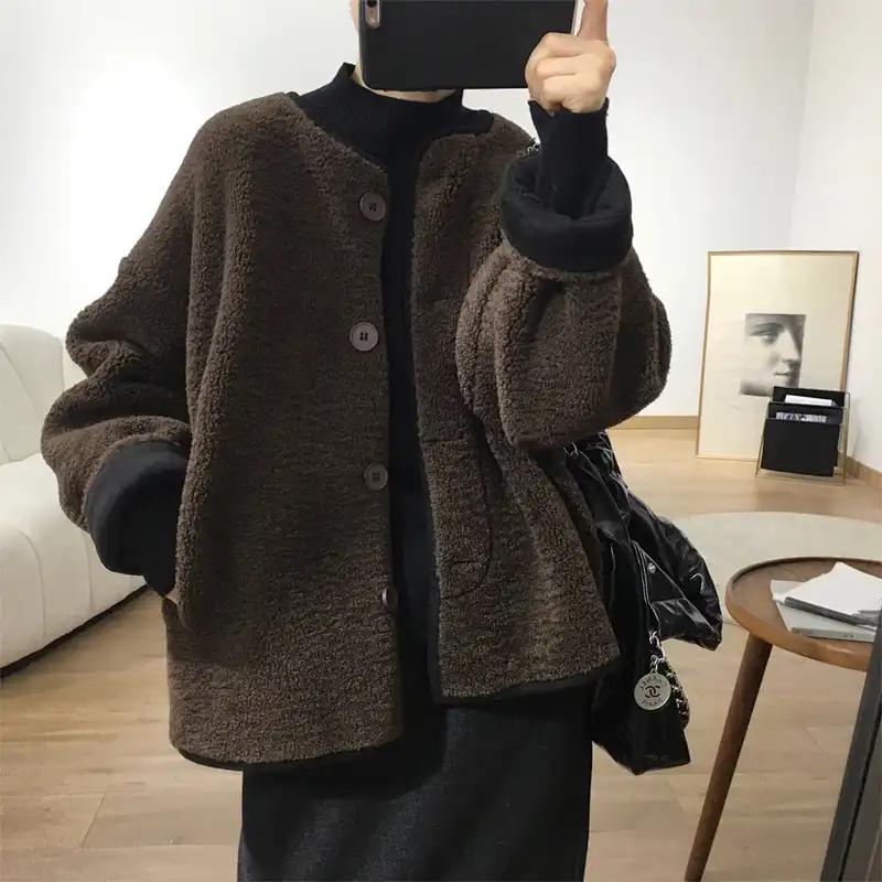 Coats for Women Jacket Autumn Winter for Women Thickened Velvet Windbreaker Women Loose Casual Coat