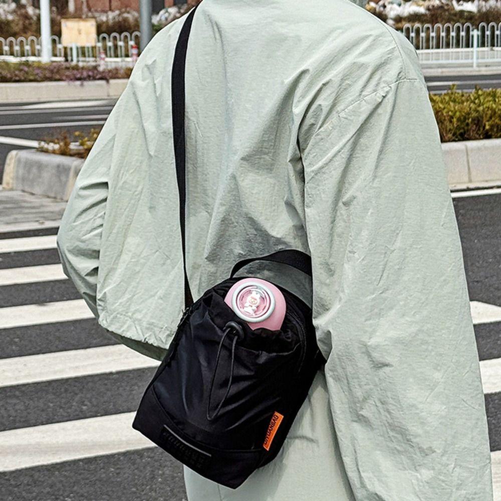 

Contrast Color Water Bottle Carrier Bag Shoulder Strap Crossbody Water Bottle Purse Hiking рожевий
