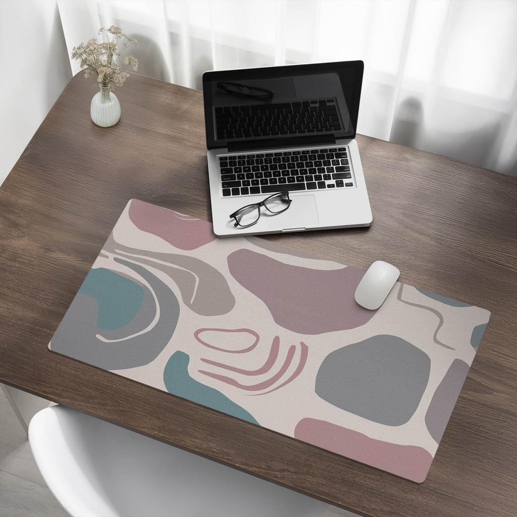 Protective Decorative Mat for Office Table Abstract Shapes 90x45 cm