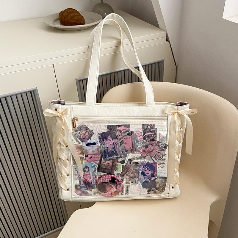 New Japanese Ribbon Pain Bag Large Capacity Ribbon Pain Bag Bow Transparent Baby Bag