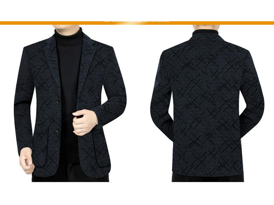 Woodpecker Men's Cashmere Wool Suit - Plush, Thickened Winter Wear for Middle-Aged & Casual Dad Style.