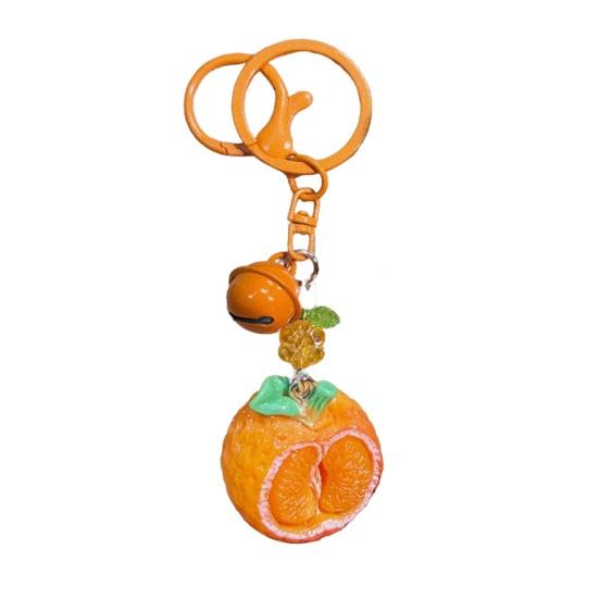 

Bag Pendant 1:1 Realistic Orange Shape Resin Keychain with Bell Sound High Simulation Fruit Charm Key Holder оранжевый