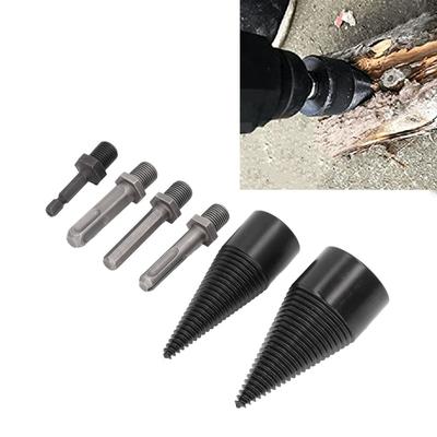 6pcs With 4 Handles Wood Splitter Drill Bit Woodworking Firewood Splitter  Household Use