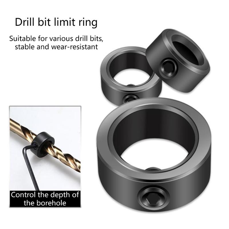8Pcs High Hardness Depth Stop Collar Kit with Wrench for Woodworking Ceramic Wall and Plastic Drilling Applications