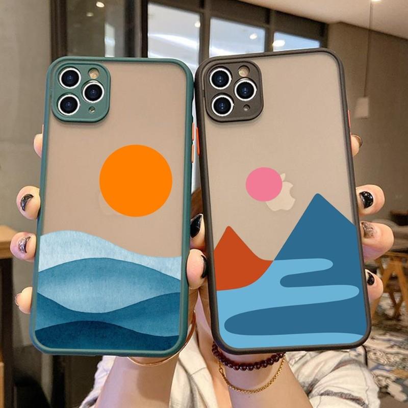 Geometric Minimalist Phone Case For IPhone 14 13 12 11 Mini Pro Max XS X Max XR 8 7 Plus SE 2022 Skin Color Phone Cover