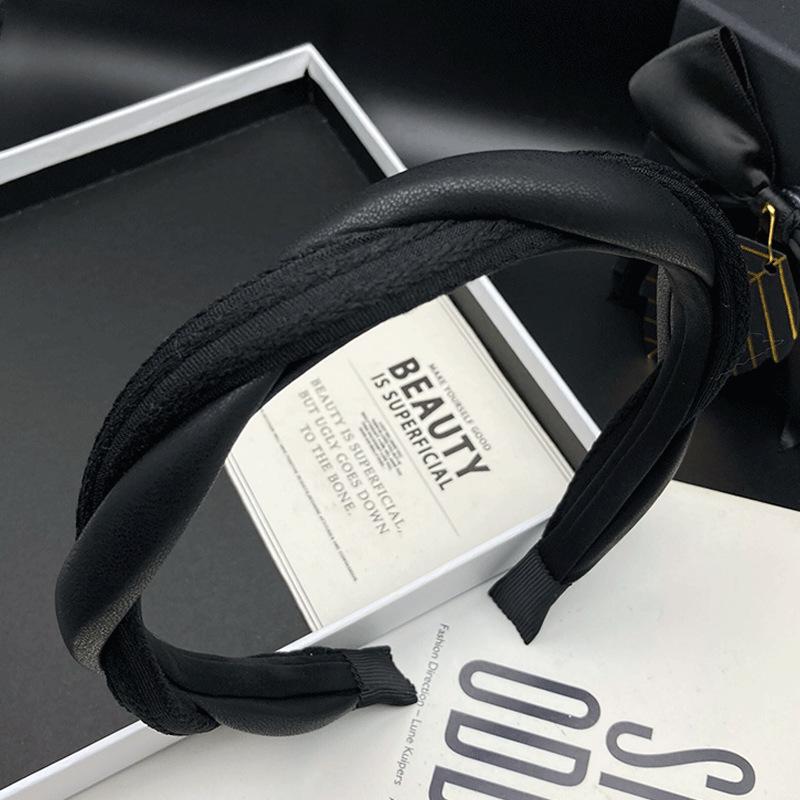 

Шикарный женский черный плетеный зажим для волос, ободок для умывания лица чёрный