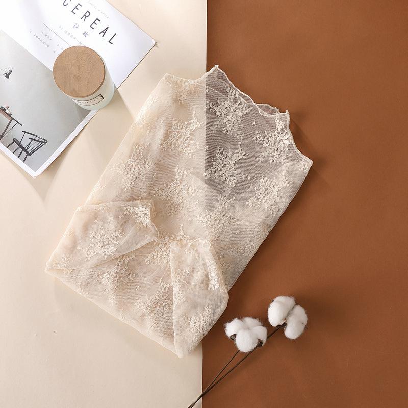 Spring/Autumn Luxury Lace Camisole Women’s Fitted Long-Sleeved Tulle Top – Sexy Underwear Top