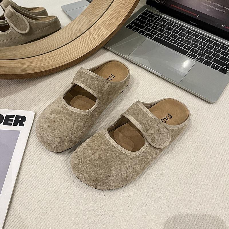 

Весна 2025 новые ретро матовая кожа одинарная обувь женская уродливая милая Boken ретро мягкая подошва липучка балетки обувь Boken 40 хаки