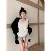 Kumikumi Lazy Suit Women's Easiest for Match Minimalist Loose White Vest Summer Casual Sports Shorts Two-piece Set