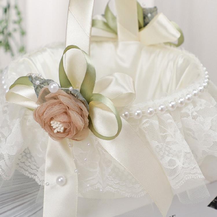 Delicate Wedding Flower Girl Basket with Lace Flowers Roses Ig Popular for Party