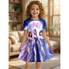 Mädchen K-POP Prinzessinnen-Gruppe Bedrucktes T-Shirt-Kleid, Fan Kinder Lila Mondlicht Lässiges Kleid Geeignet für Geburtstagsgeschenke