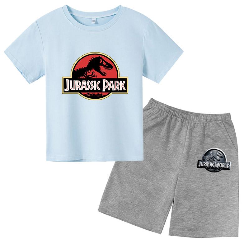 

Летняя футболка 2025 для детей, набор футболок с динозаврами, одежда для мальчиков, досуг, хлопок, Пикачу с коротким рукавом, дошкольный возраст 3-12 лет, мультяшный принт с животными для девочек 100