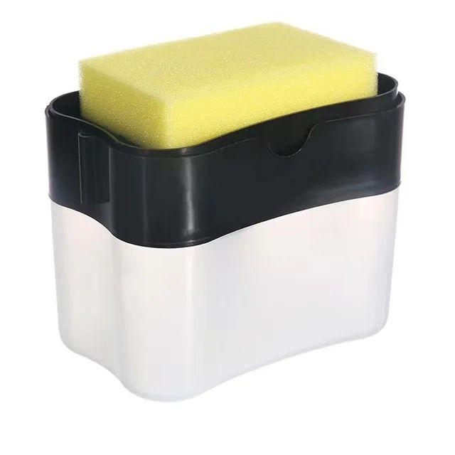 Kitchen Dishwashing Detergent Dispenser Press Type Automatic Dispensing Box Scouring Pad Dishwashing Brush Soap Dispenser Box