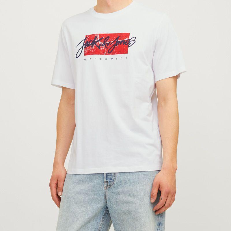 Tee shirt white jwhtiley 12287690 4400 Homme JACK & JONES