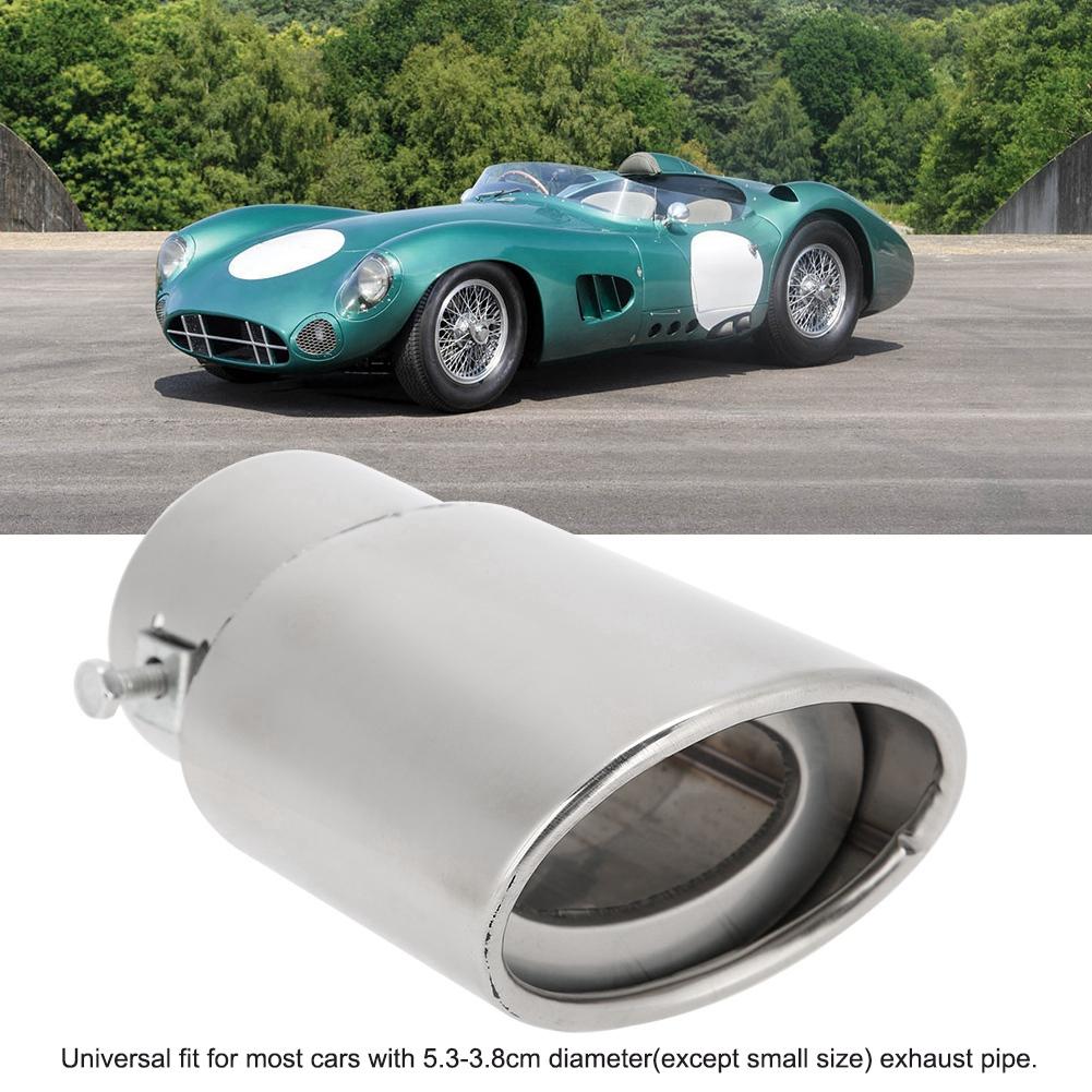Blank Sølv Rustfritt Stål Universalt Bil Rett Eksosrør Bakre Lyddemper Tips Hale Hals