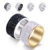 12MM Inlaid Rhinestone Fashion Ring - Versatile Stainless Steel, 8 Rows of Diamonds