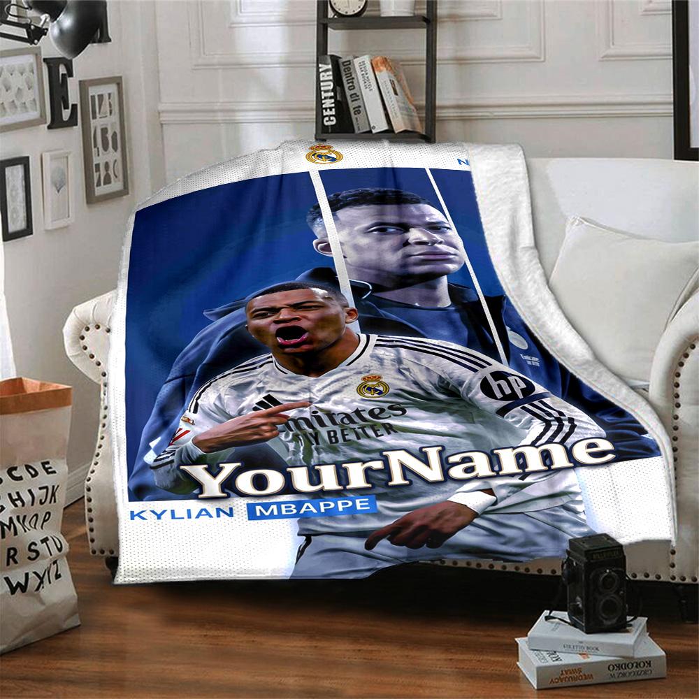 Mbappe Text Decke Geschenk Personalisierte Decke Warme Dekoration für Picknicks Bett Büro Sofa Vier Jahreszeiten Universell