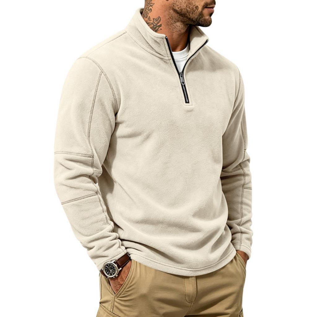 Men's Casual Zip Up Sweatshirt with Stand Collar, Loose Top