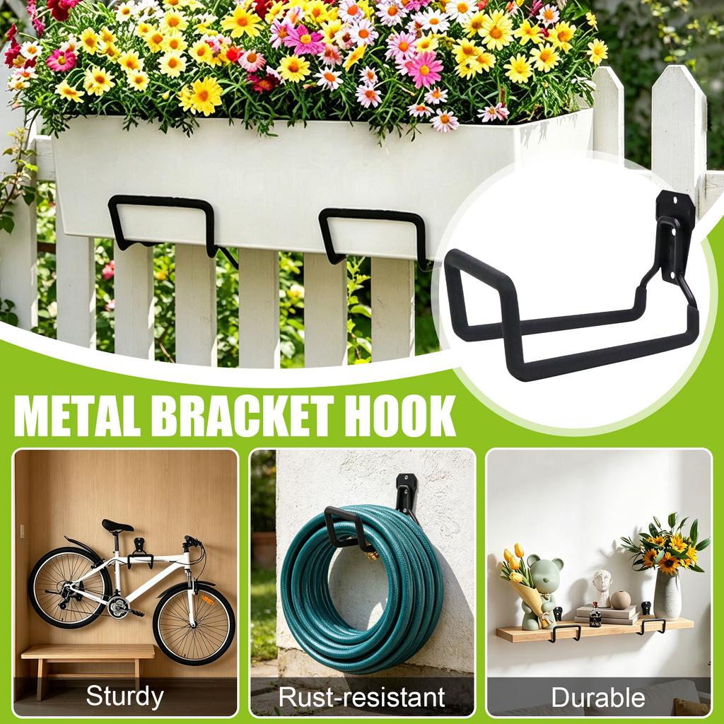 Metal Garden Hose Holder Wall Mount Bracket Heavy Duty Hose Storage Rack for Outdoor Hose Organization and Easy Access