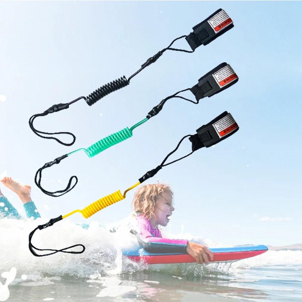 Surfboard Bodyboard Safety Leash - Coiled Hook & Loop Wrist Strap, Elastic Hand Rope for Training Exercise Floats Replacement