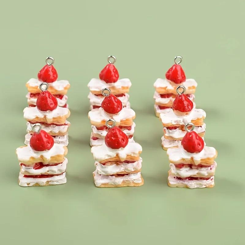 

10 шт. 3D Шармы в виде клубничного торта, милые полимерные подвески для изготовления ювелирных изделий, серьги ручной работы, браслет, ожерелье, аксессуары для брелока