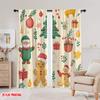 2pcs,2D plane printing Pattern Curtains Christmas Cute Elements (4) Polyester Fabric (without rod) Holiday Ldeal for Bedroom &