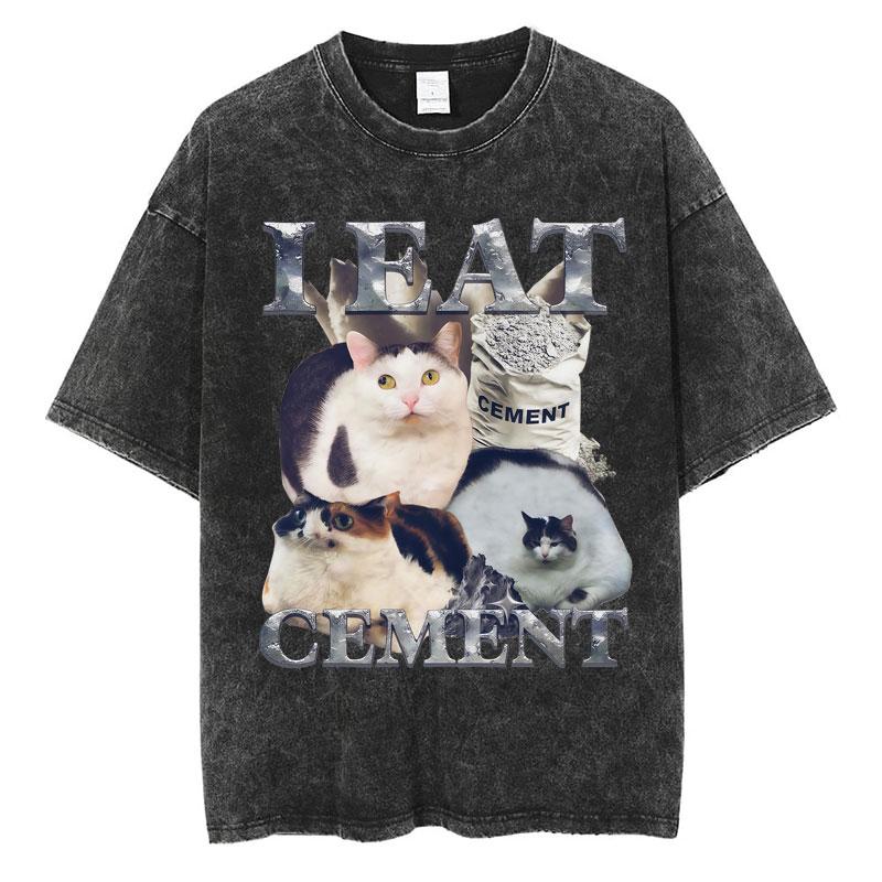 Wash I Survived Todays Tummy Ache Funny Cat Meme T Shirt Men Women Personality Fashion Tshirt Cotton Casual Oversized T Shirts