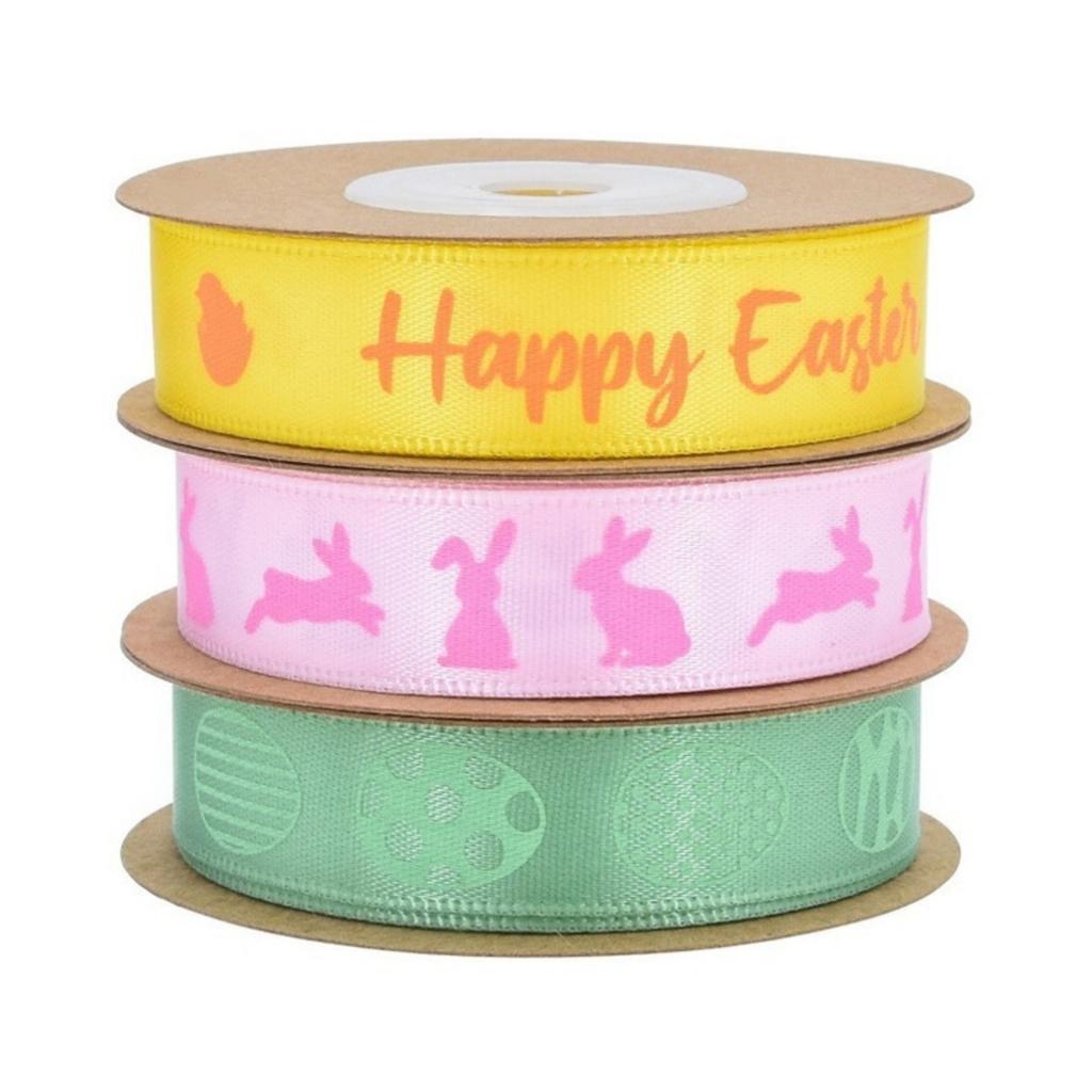 1.5 * 1800cm Easter Cute  Ribbon - Bow Tie Wrapped Satin Ribbon Easter Egg Weaving Ribbon