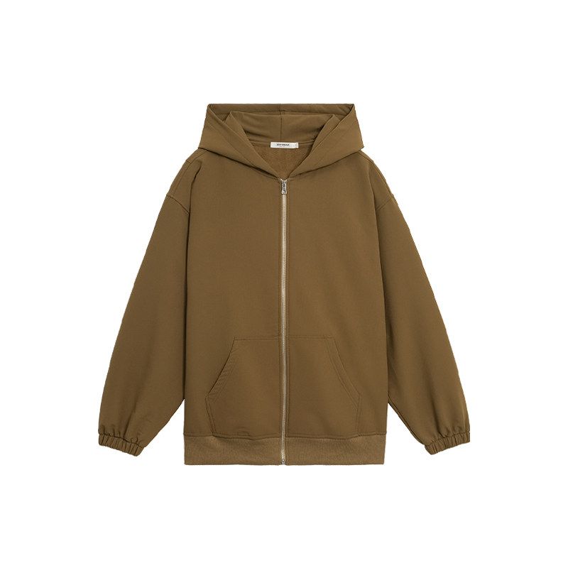 

Bodydream Woven Cardigan Men s Autum Hooded Sweatshirt Jacket Trendy Brand Casual Loose Zipper Jacket Brownish Yellow 2XL