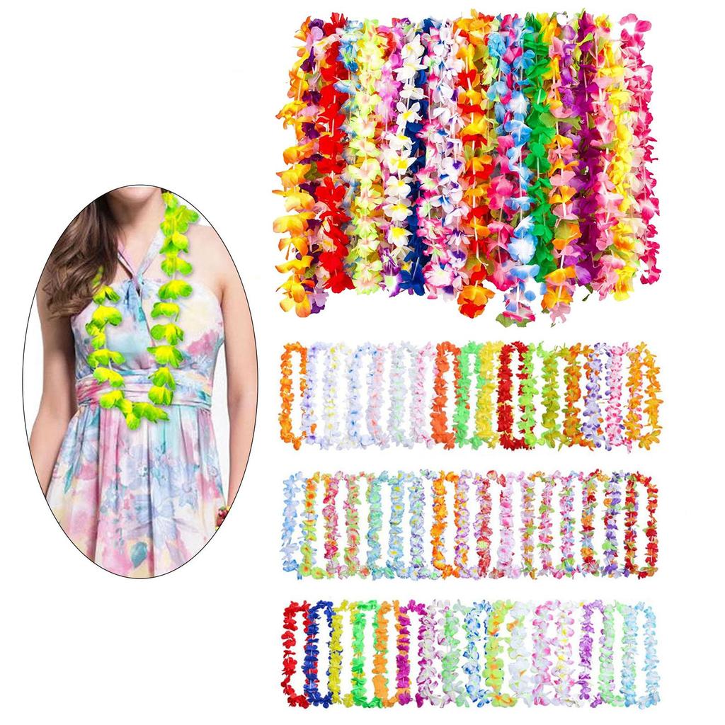 Hawaiian Leis Set for Men Women Artificial Flower Garland Necklace for